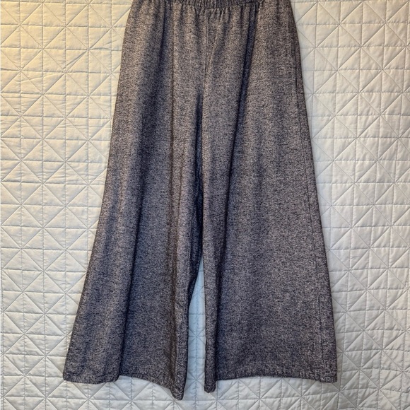 Final Touch Pants - Final Touch Textured Gray Fabric wide leg pull on trousers